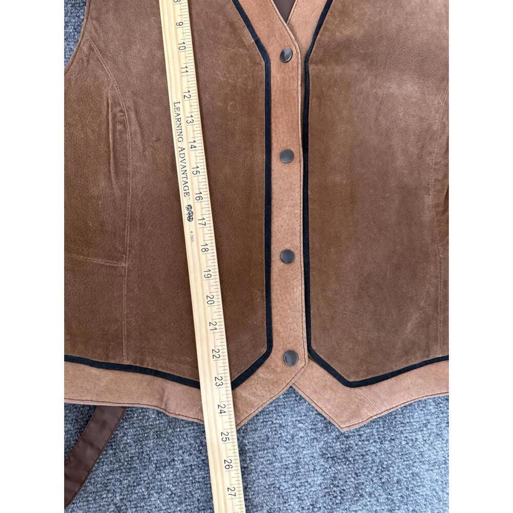 Vest Mens 100% Leather Large Brown Button Western Cowboy Suit Jacket - Picture 7 of 7